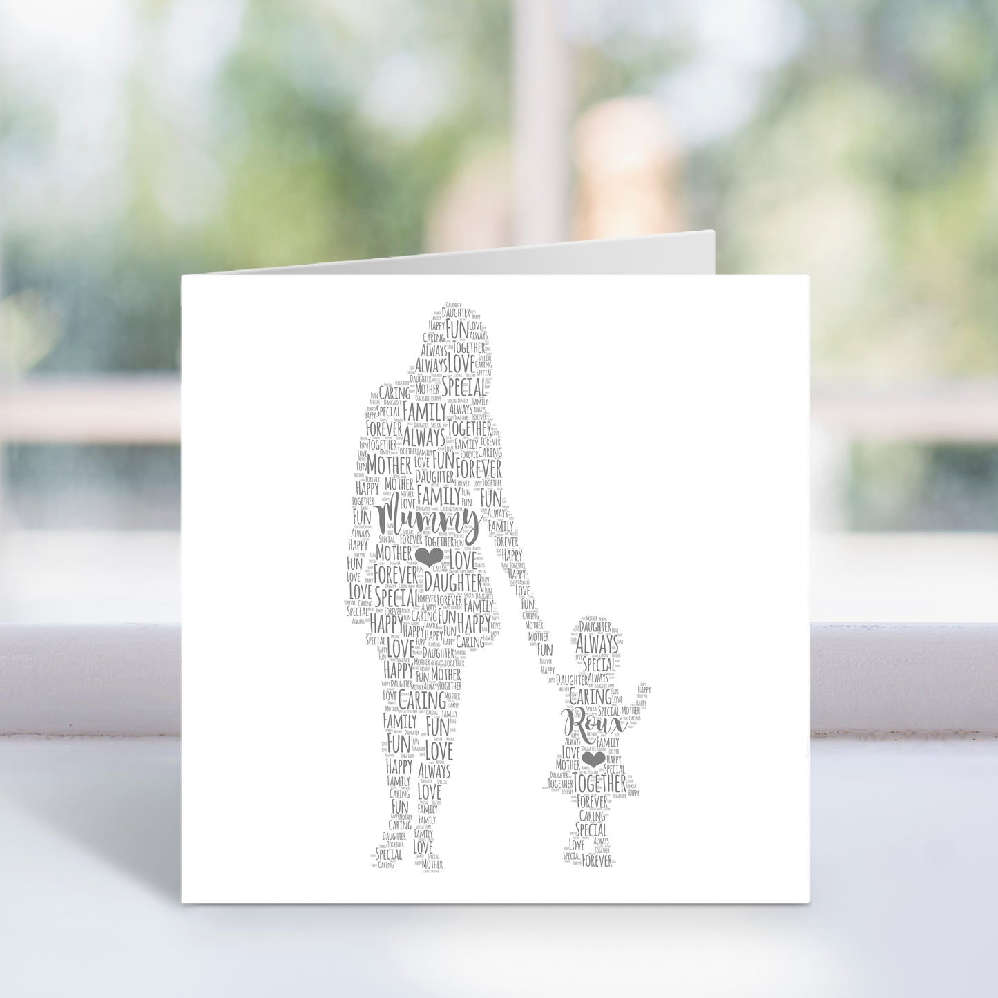 Personalised Mother Toddler Daughter Word Art Card