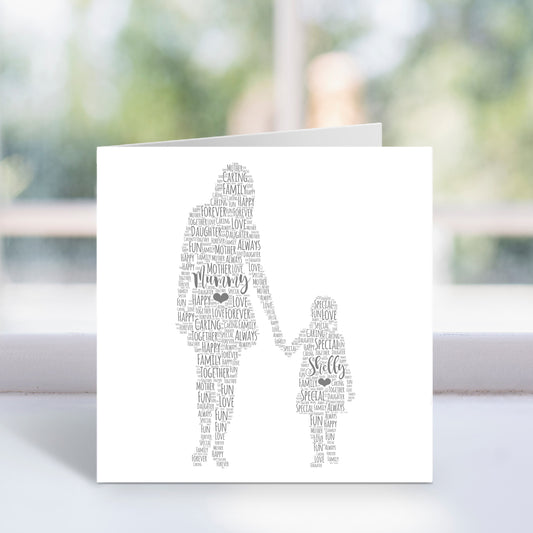 Personalised Mother Daughter Word Art Card