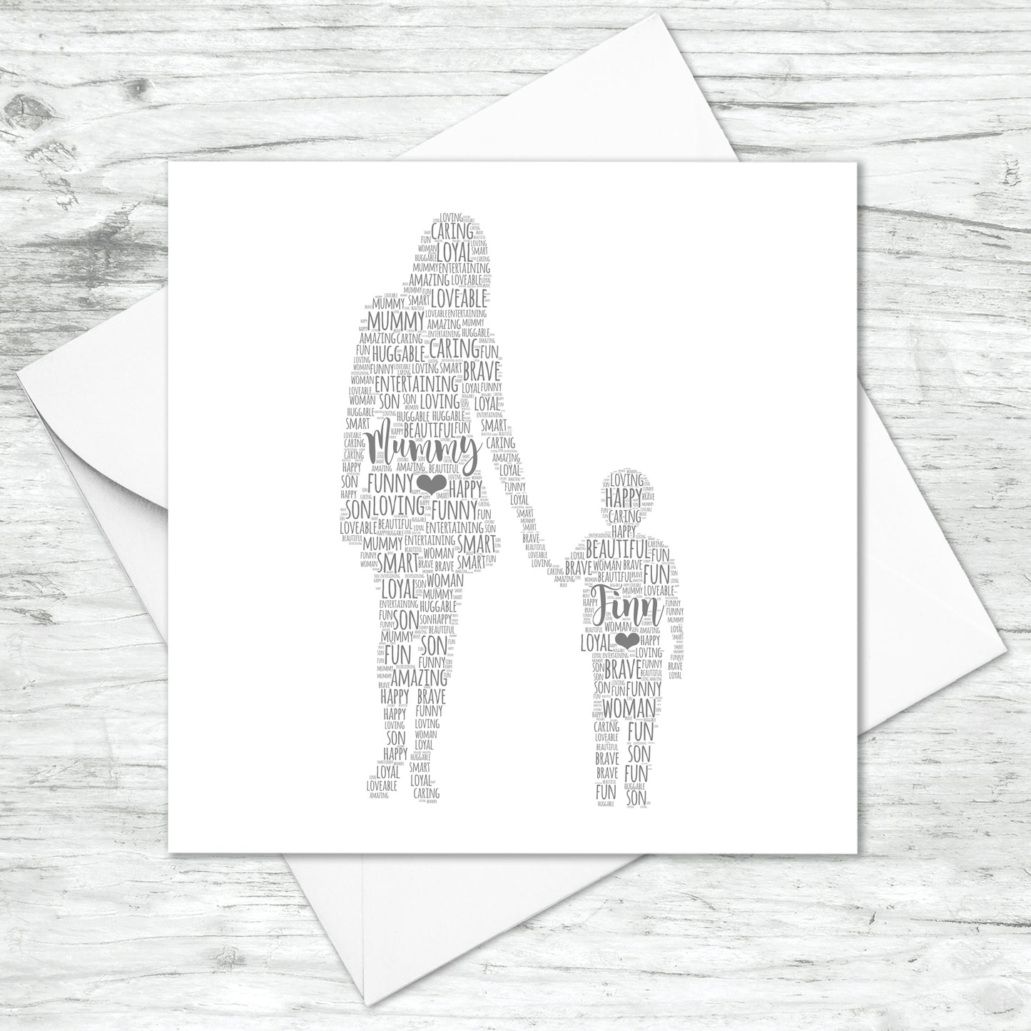 Personalised Mother Son Word Art Card