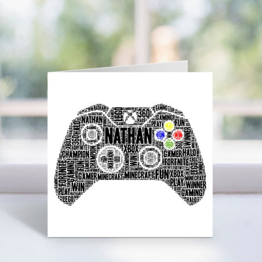 Personalised Xbox Controller Gaming Word Art Card
