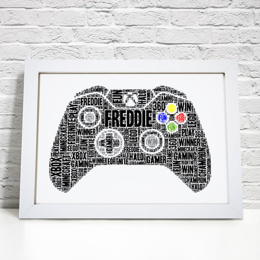 Personalised Xbox Controller Gaming Word Art Print