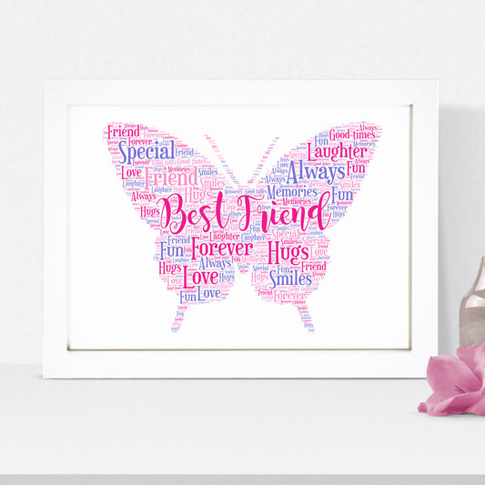 Personalised Butterfly Word Art Print