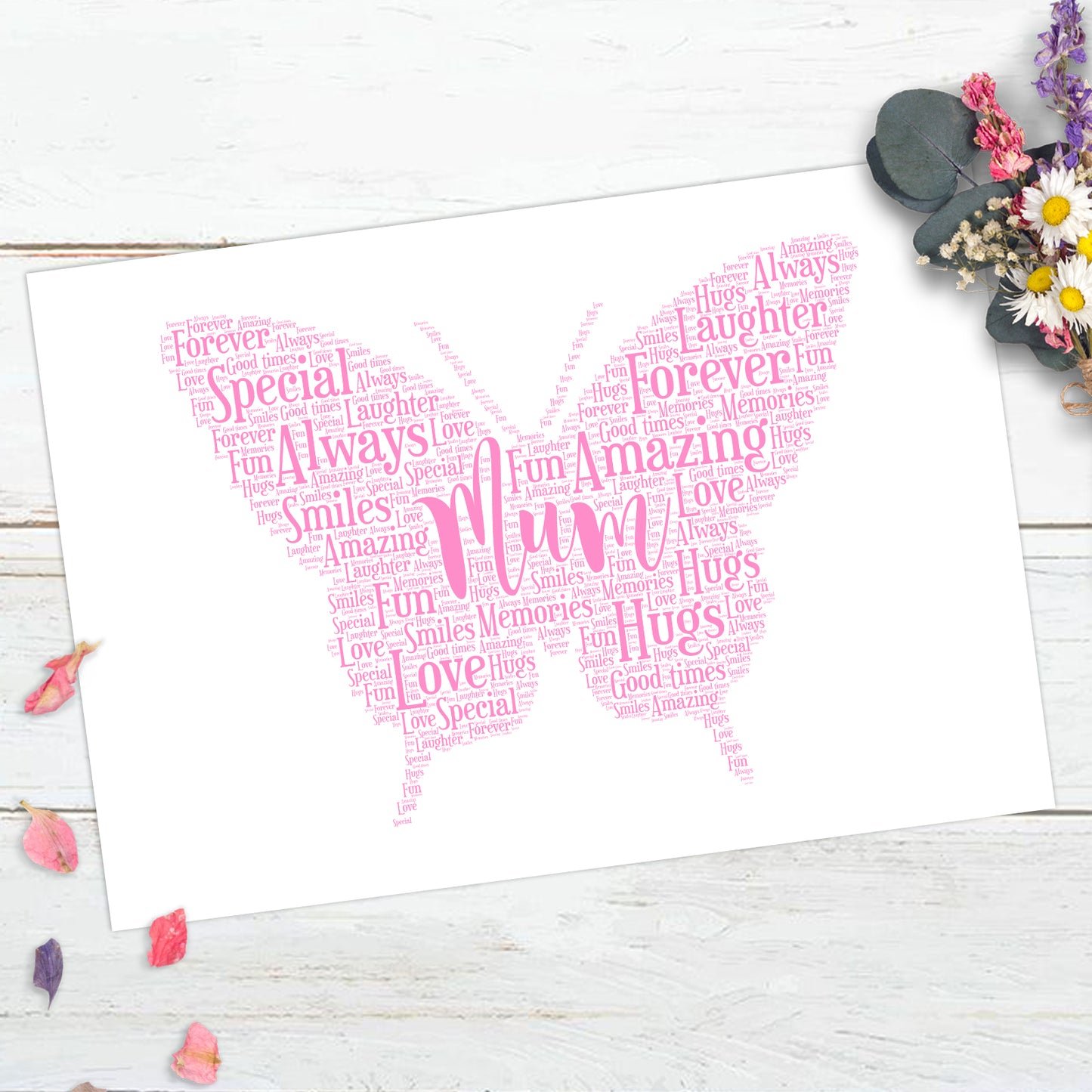 Personalised Butterfly Word Art Print