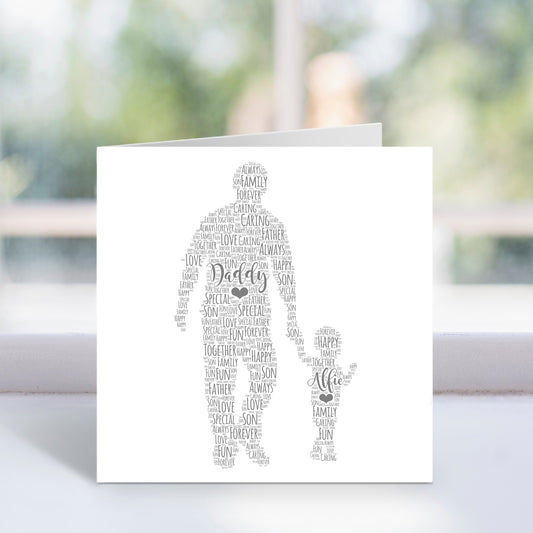 Personalised Father Toddler Son Word Art Card