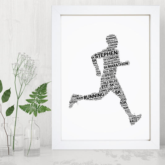 Personalised Male Runner Word Art Print