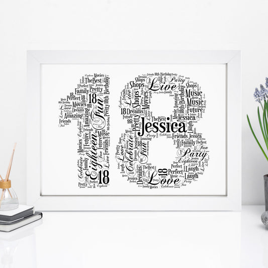 Personalised 18 Word Art Print