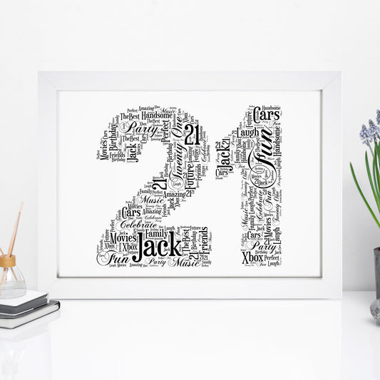 Personalised 21 Word Art Print