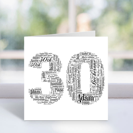 Personalised 30 Word Art Card