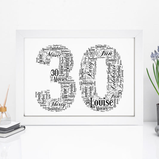 Personalised 30 Word Art Print