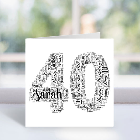 Personalised 40 Word Art Card