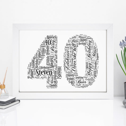 Personalised 40 Word Art Print