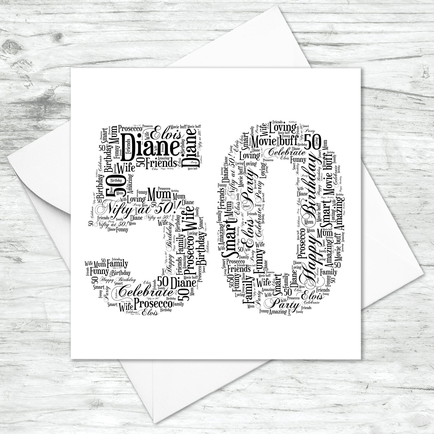 Personalised 50 Word Art Card