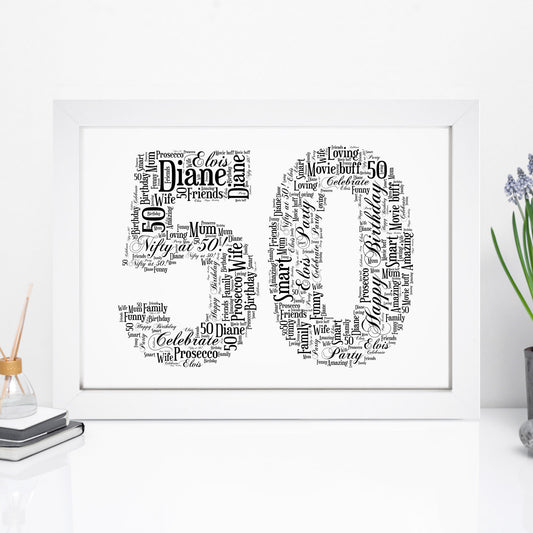 Personalised 50 Word Art Print