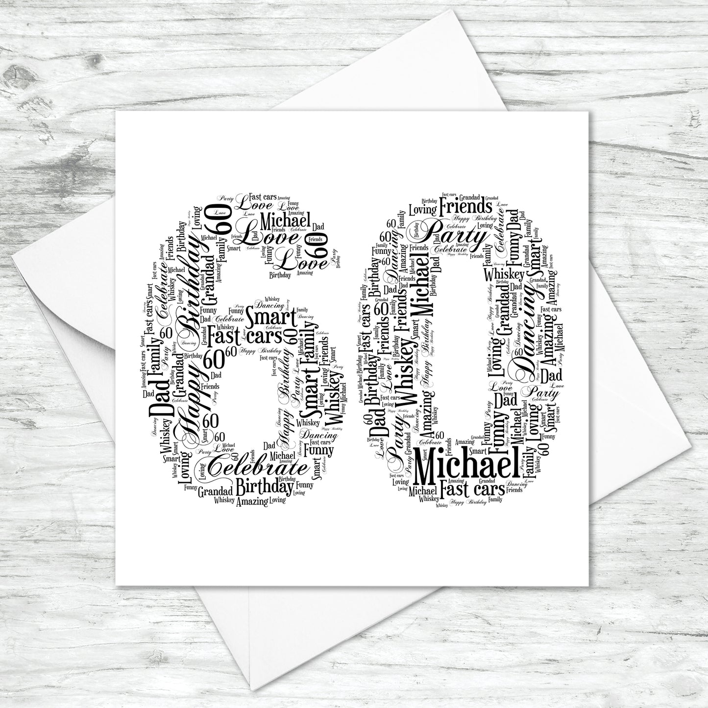 Personalised 60 Word Art Card