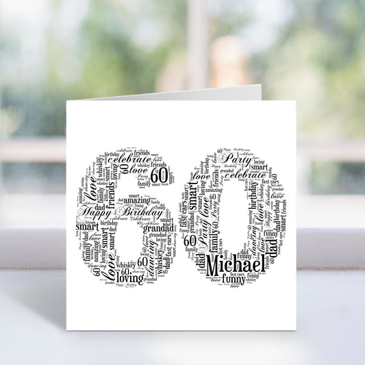 Personalised 60 Word Art Card