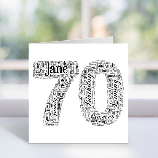 Personalised 70 Word Art Card