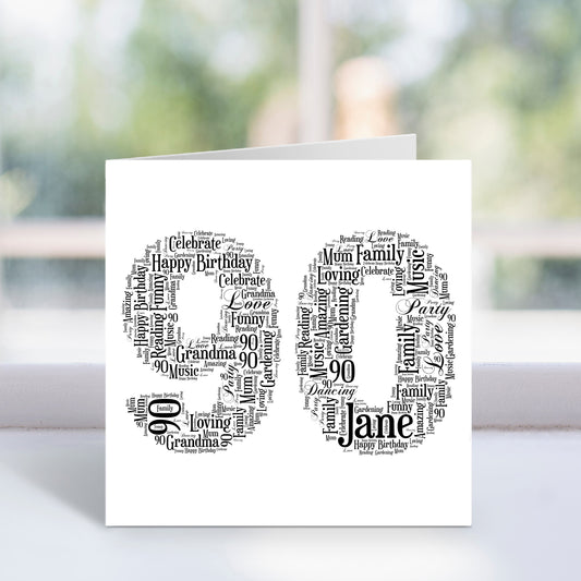 Personalised 90 Word Art Card