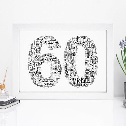 Personalised 60 Word Art Print