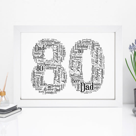 Personalised 80 Word Art Print