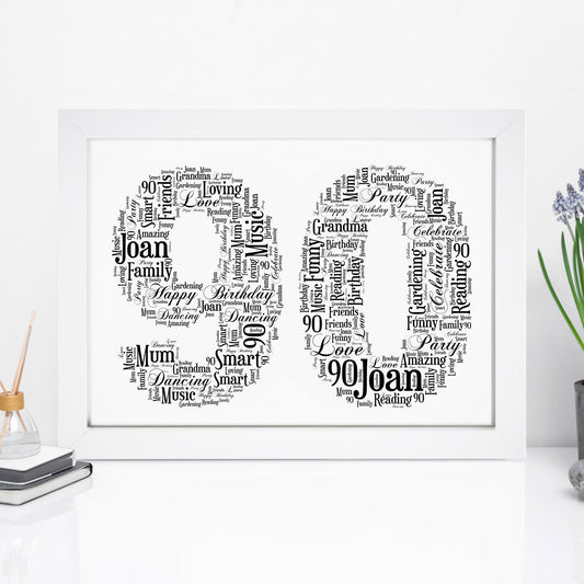 Personalised 90 Word Art Print
