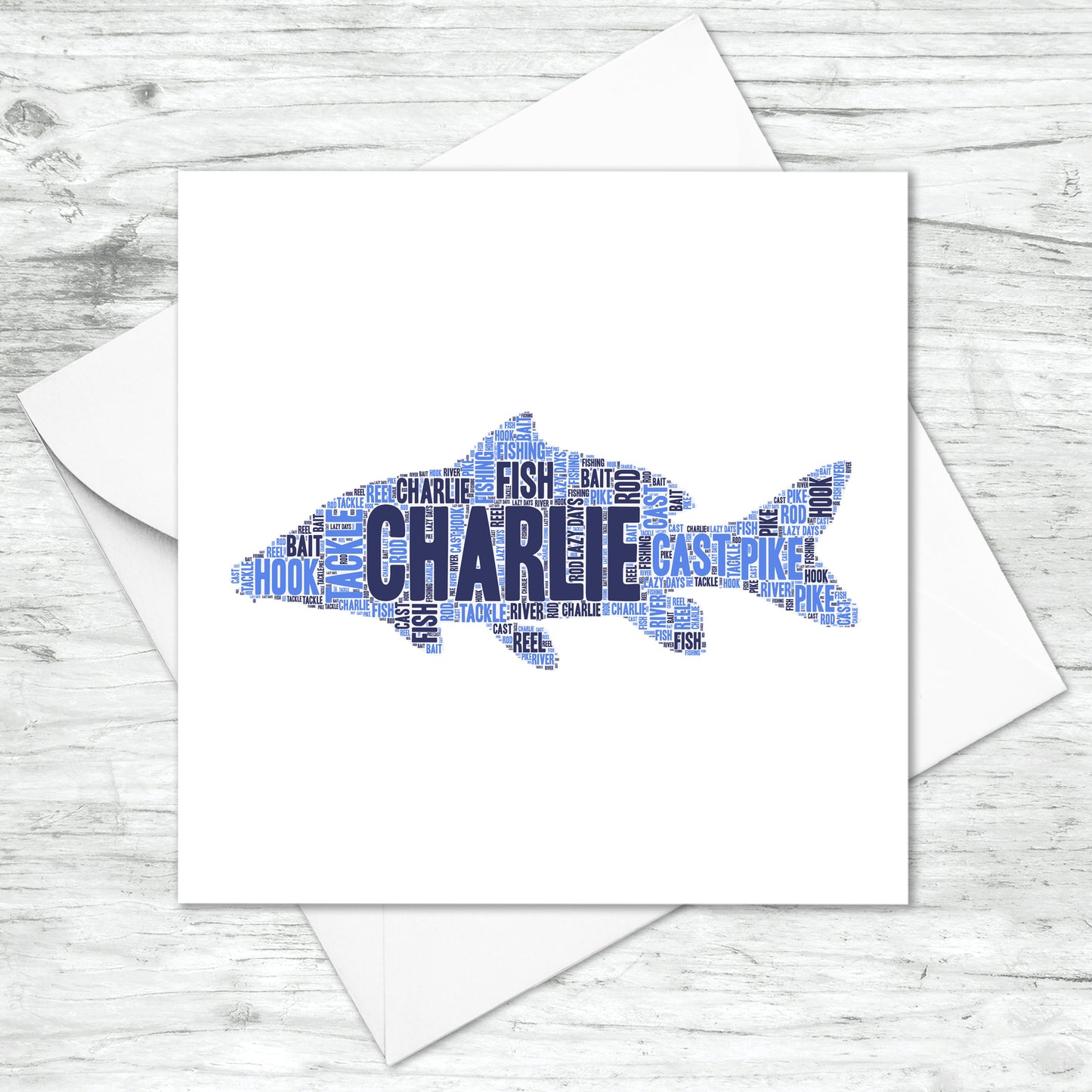 Personalised Carp Fish Word Art Card