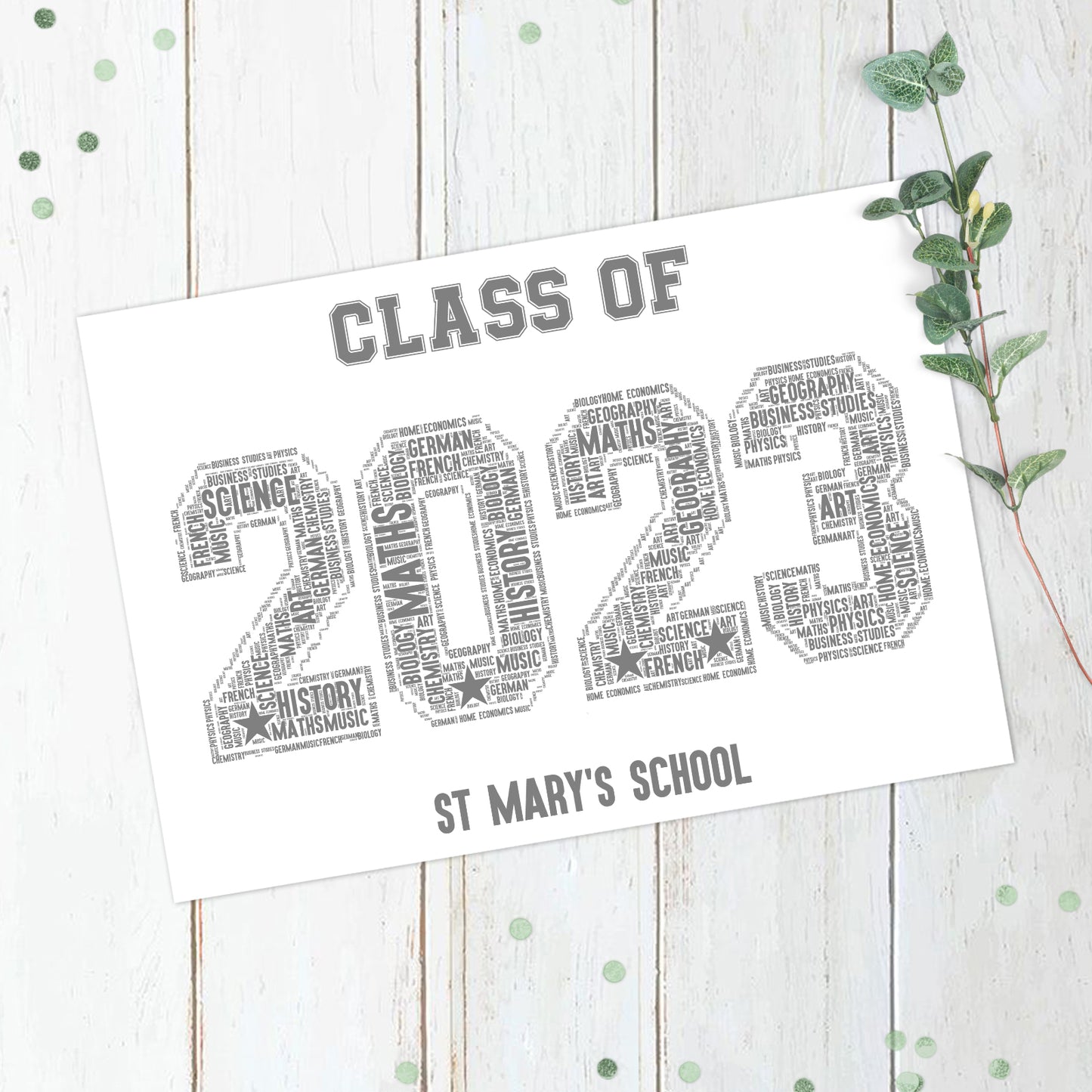 Personalised Class Of 2023 Word Art Print