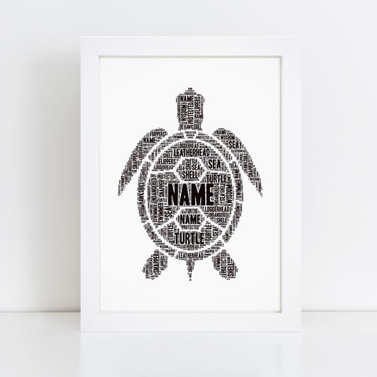 Personalised Turtle Word Art Print