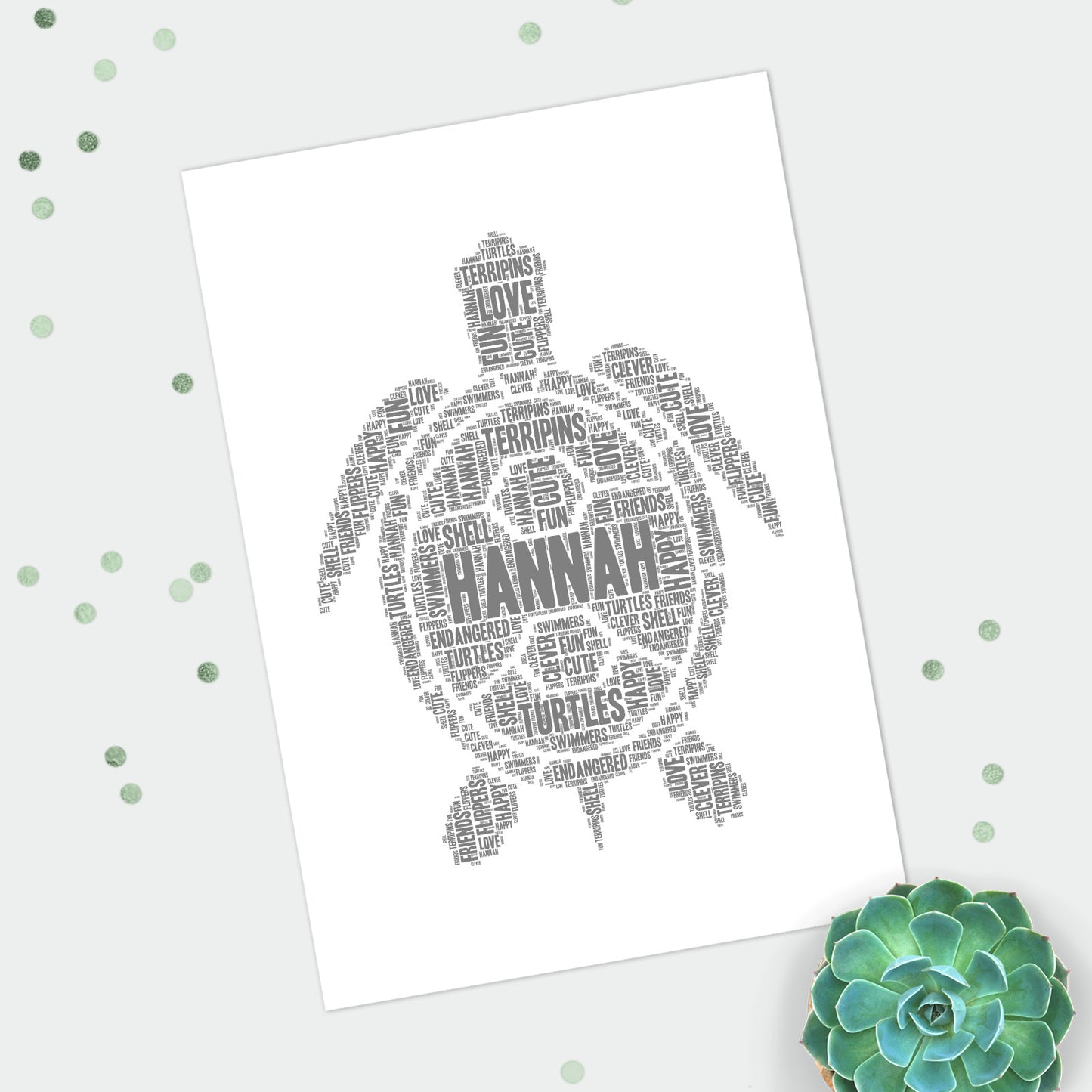 Personalised Turtle Word Art Print