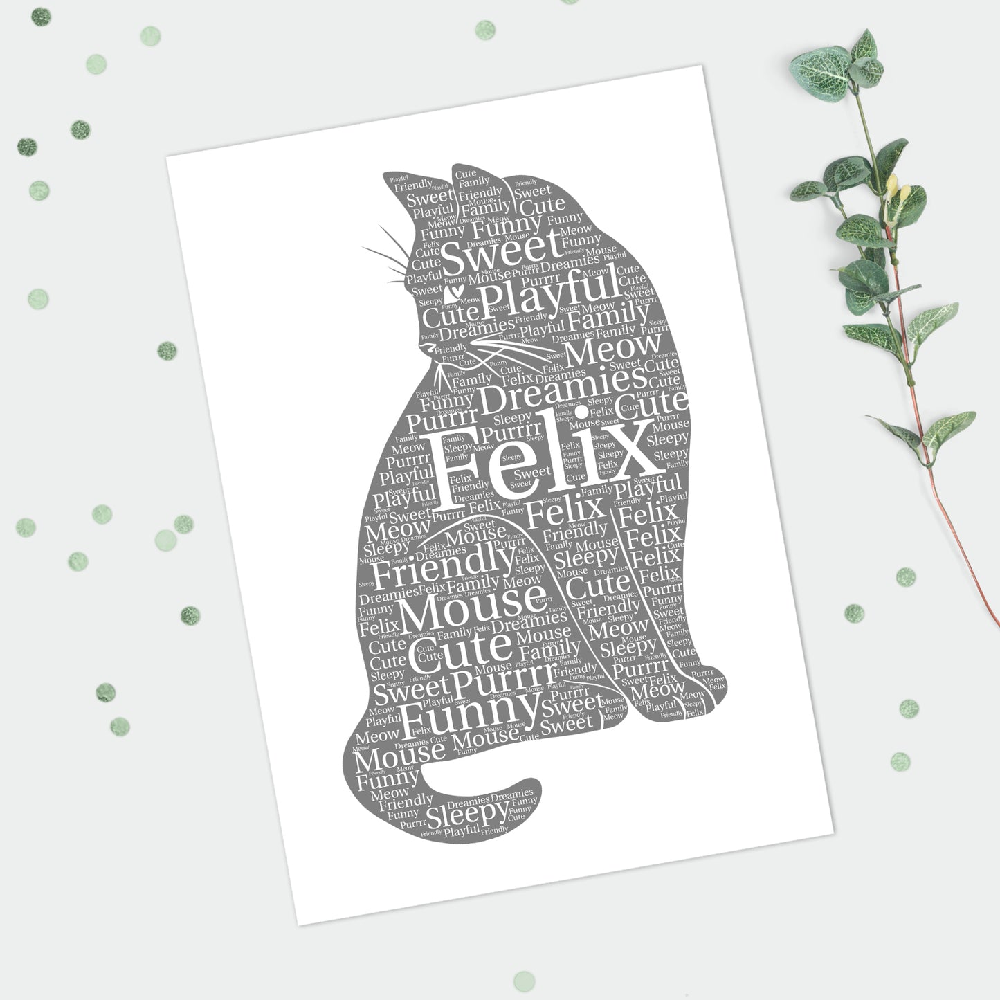 Personalised Cat Word Art Print