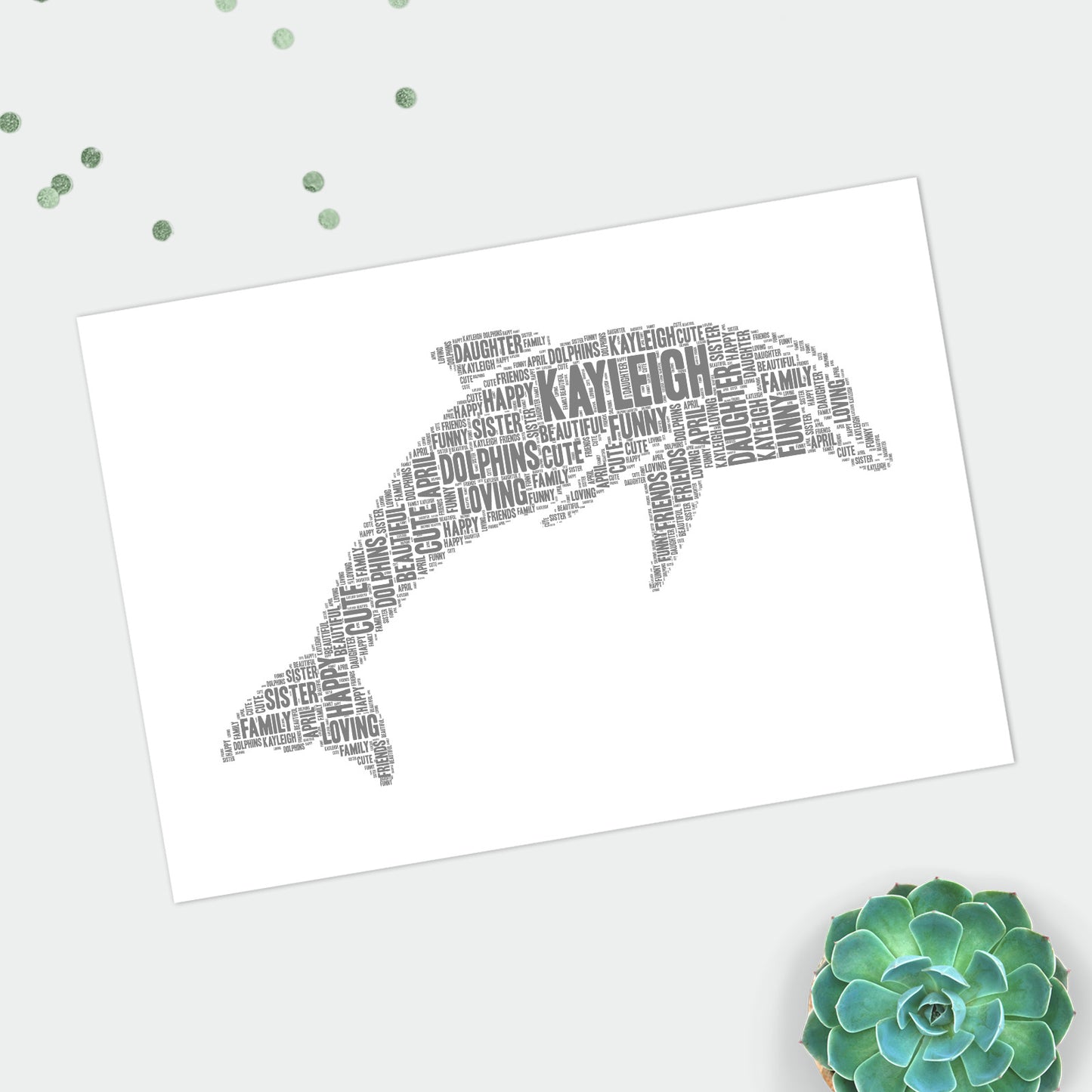 Personalised Dolphin Word Art Print