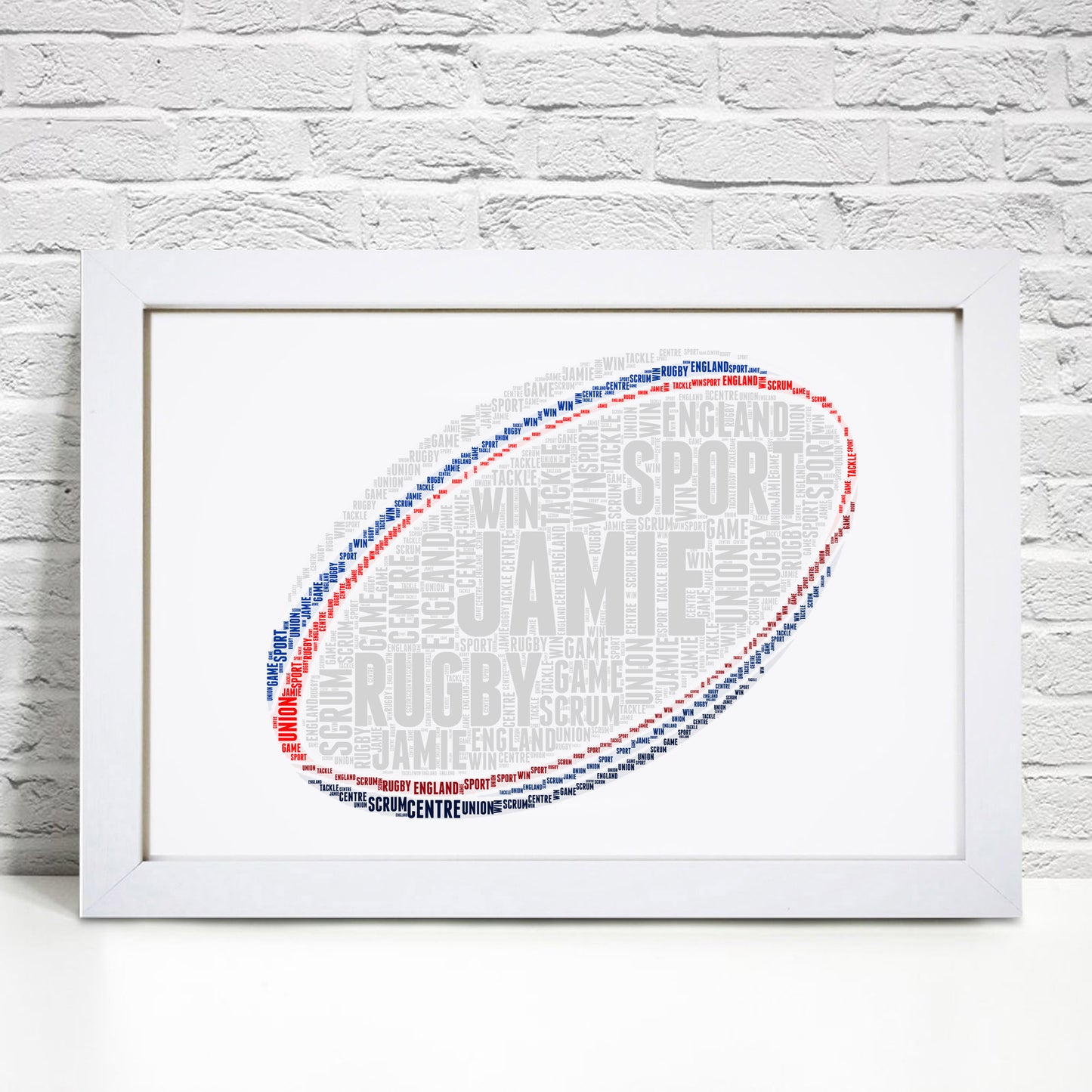 Personalised Rugby Ball Word Art Print