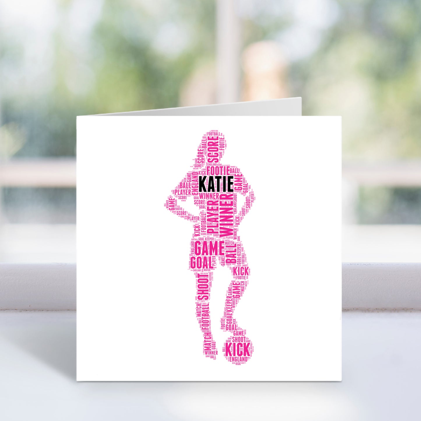 Personalised Female Football Player Word Art Card