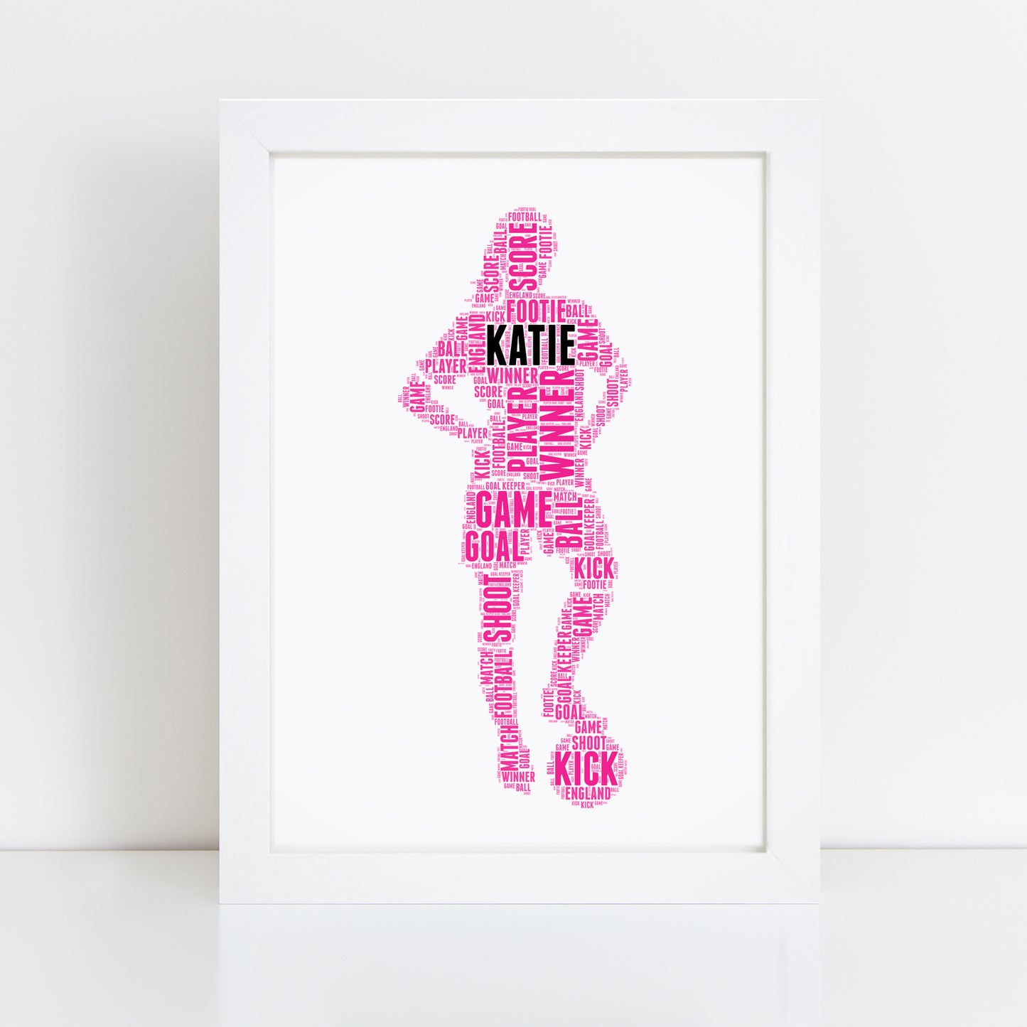 Personalised Female Football Player Word Art Print