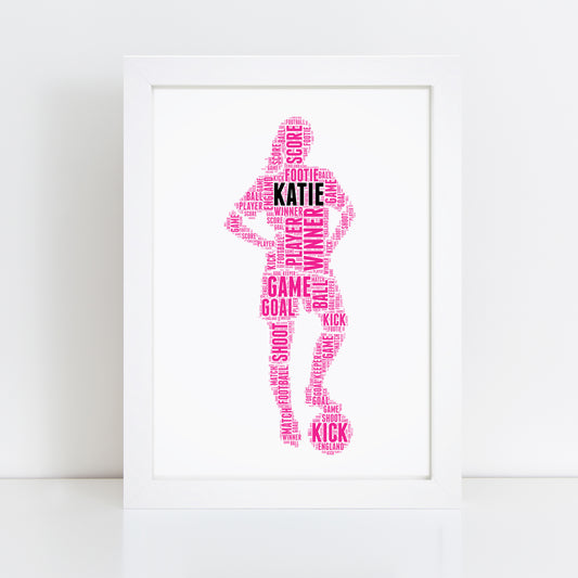 Personalised Female Football Player Word Art Print