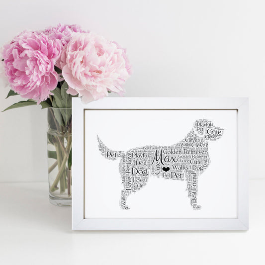 Personalised Golden Retriever Word Art Print