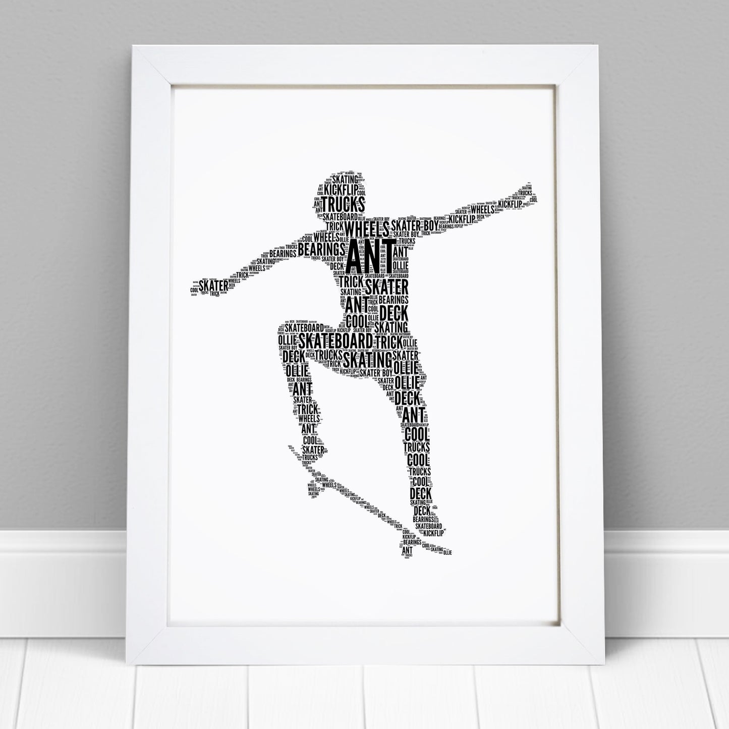 Personalised Skateboarder Word Art Print