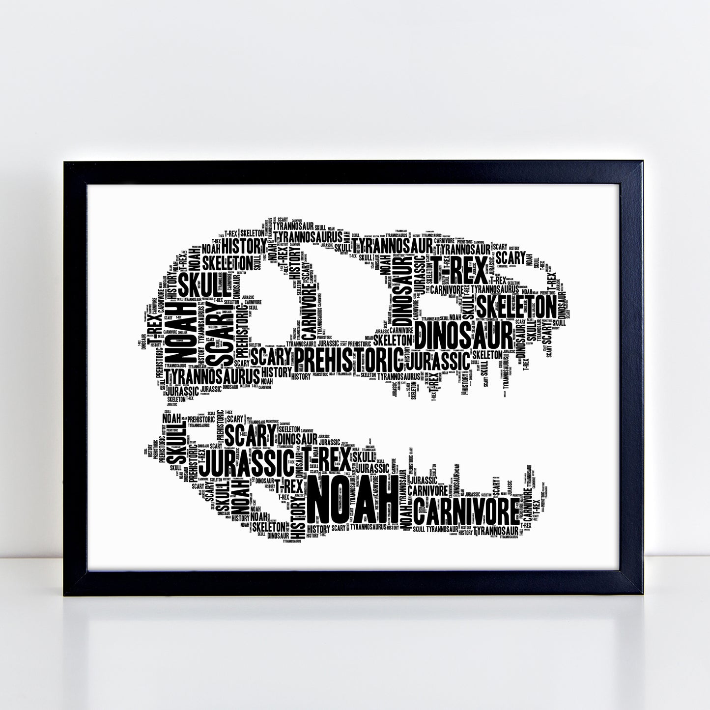 Personalised T-Rex Dinosaur Skull Word Art Print
