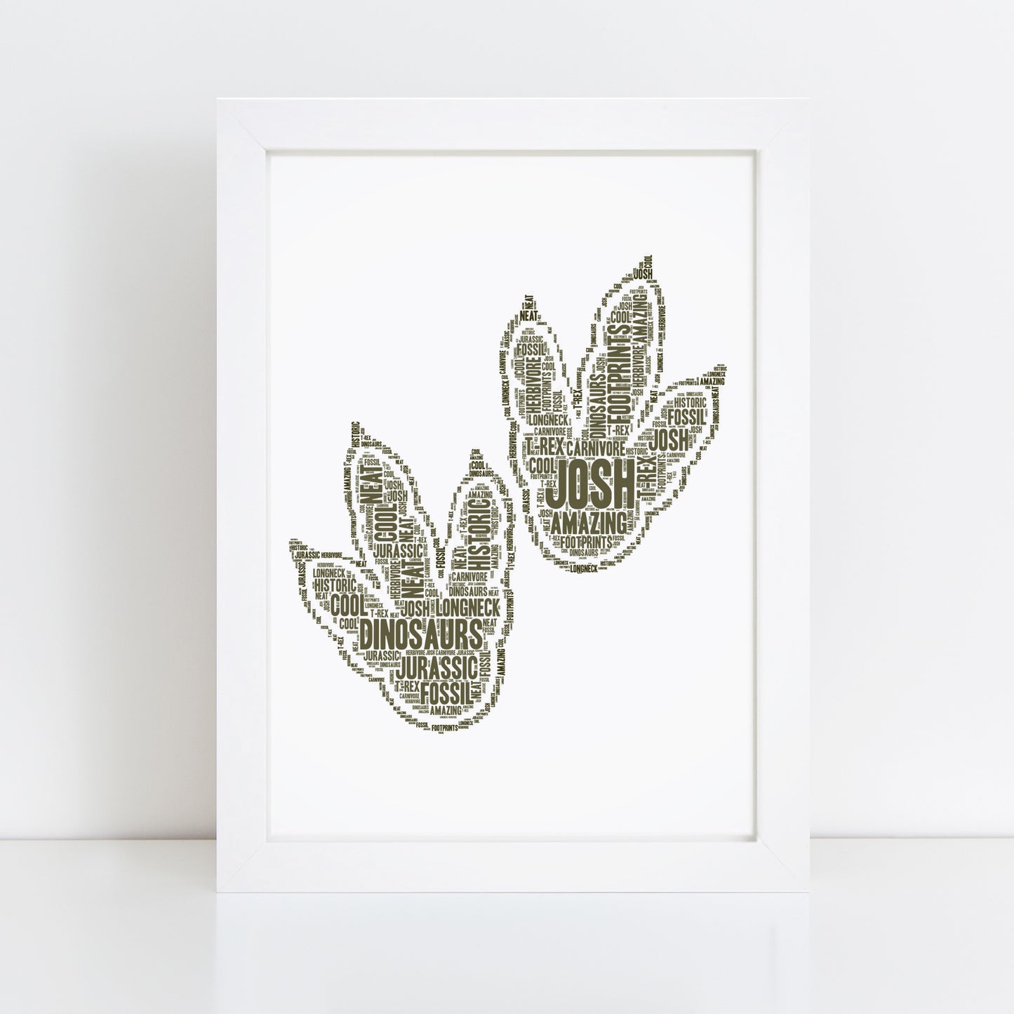 Personalised Dinosaur Footprints Word Art Print