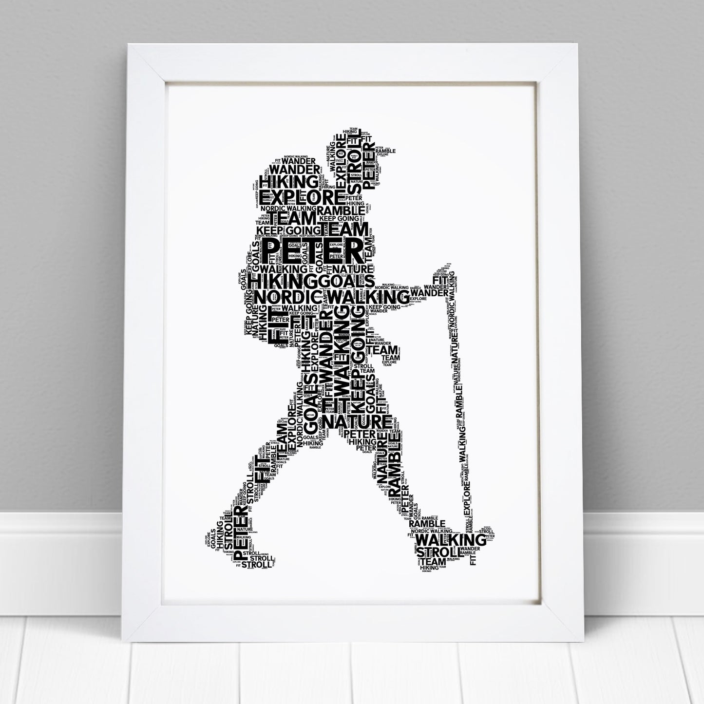 Personalised Male Hiker Word Art Print