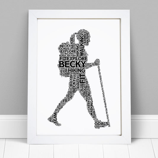 Personalised Female Hiker Word Art Print