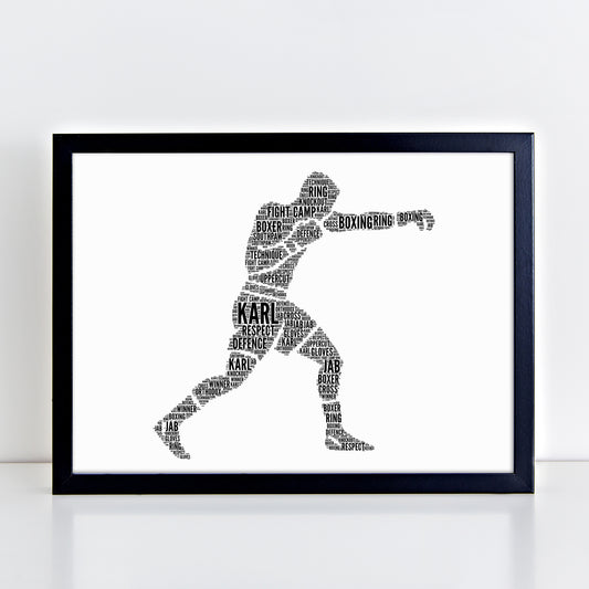 Personalised Male Boxer Boxing Word Art Print