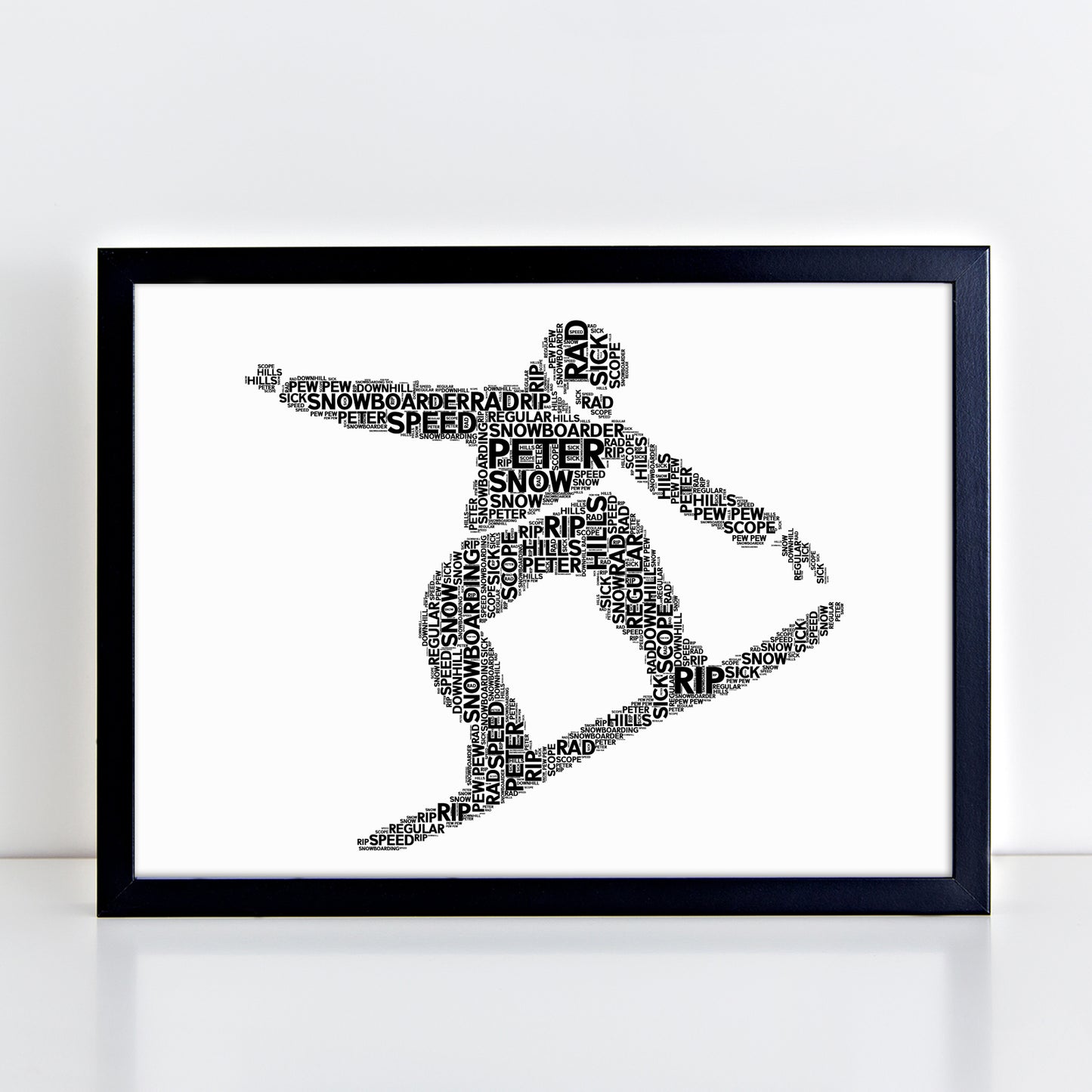 Personalised Snowboarder Word Art Print
