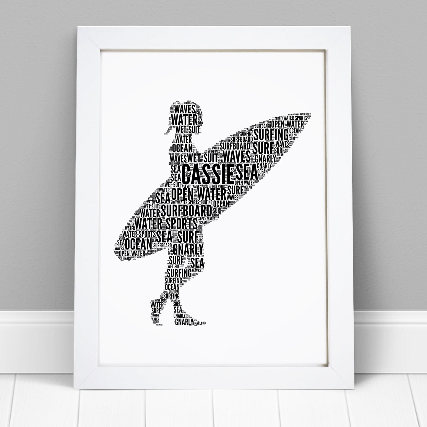 Personalised Surfer Word Art Print