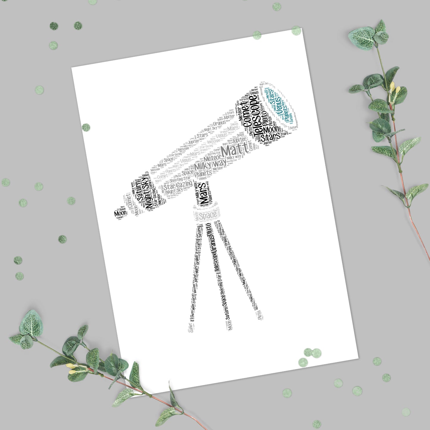 Personalised Telescope Word Art Print