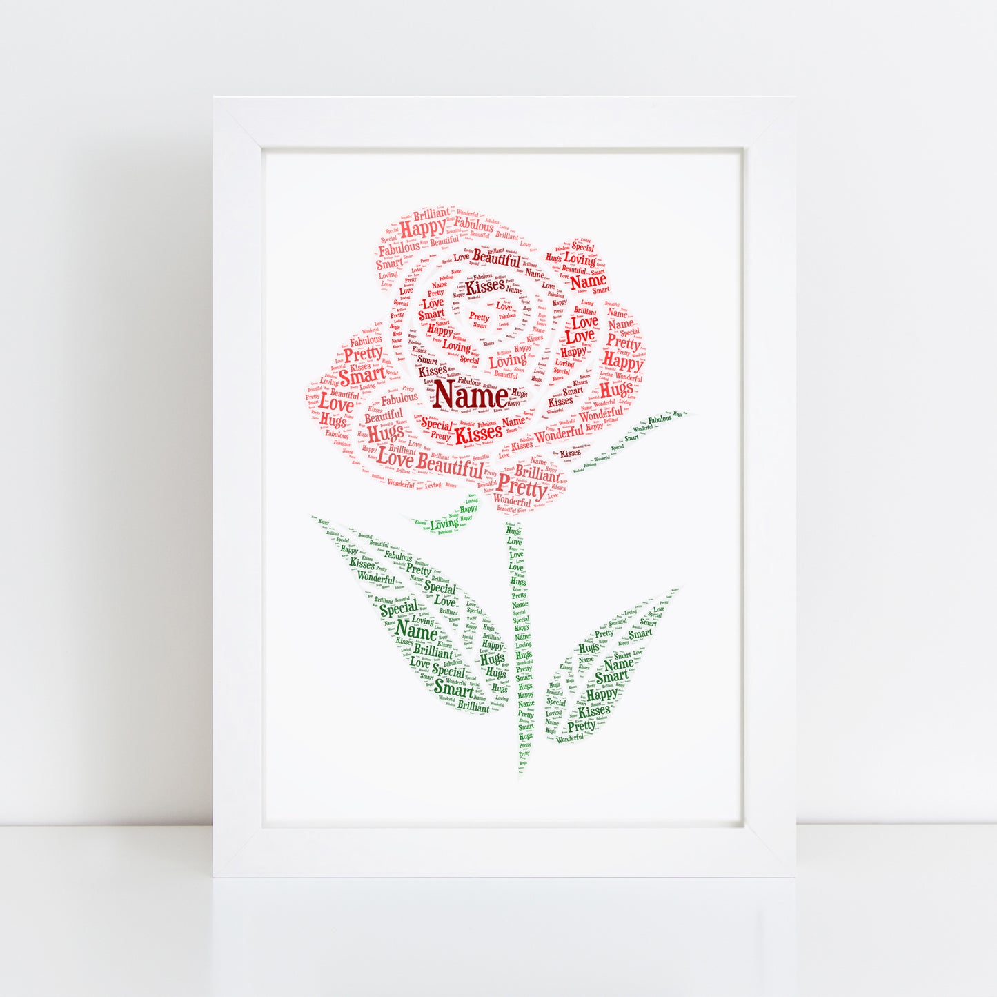 Personalised Rose Word Art Print