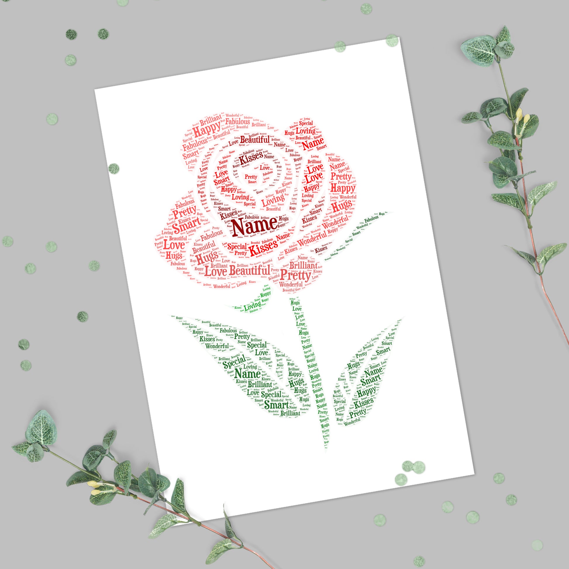 Personalised Rose Word Art Print – Violet Grace