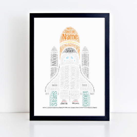 Personalised Space Shuttle Word Art Print