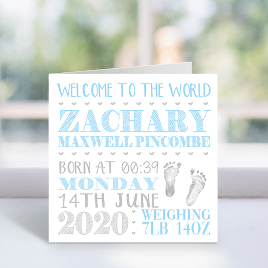 Personalised Welcome To The World Card