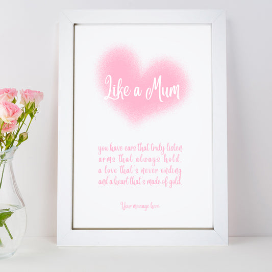 Personalised Like A Mum Heart Print