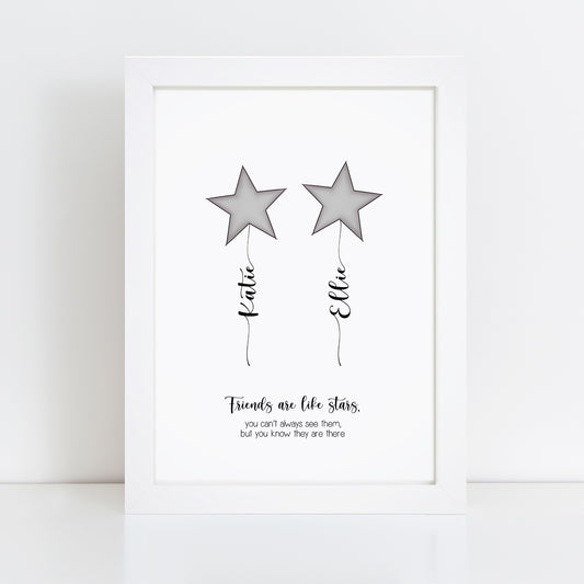 Personalised Friends Are Like Stars Print